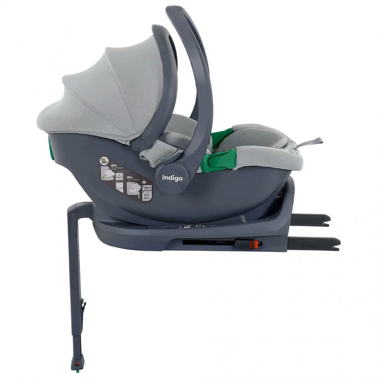 Автокресло MINKY I-SIZE с базой, группа 0+ (40-87см), (Indigo), (светло-серый)