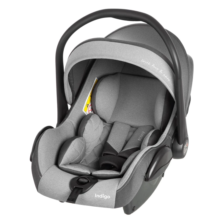 Автокресло Indigo BONNY 0+ для новорождённых (0–13 кг), серый‑светло‑серый